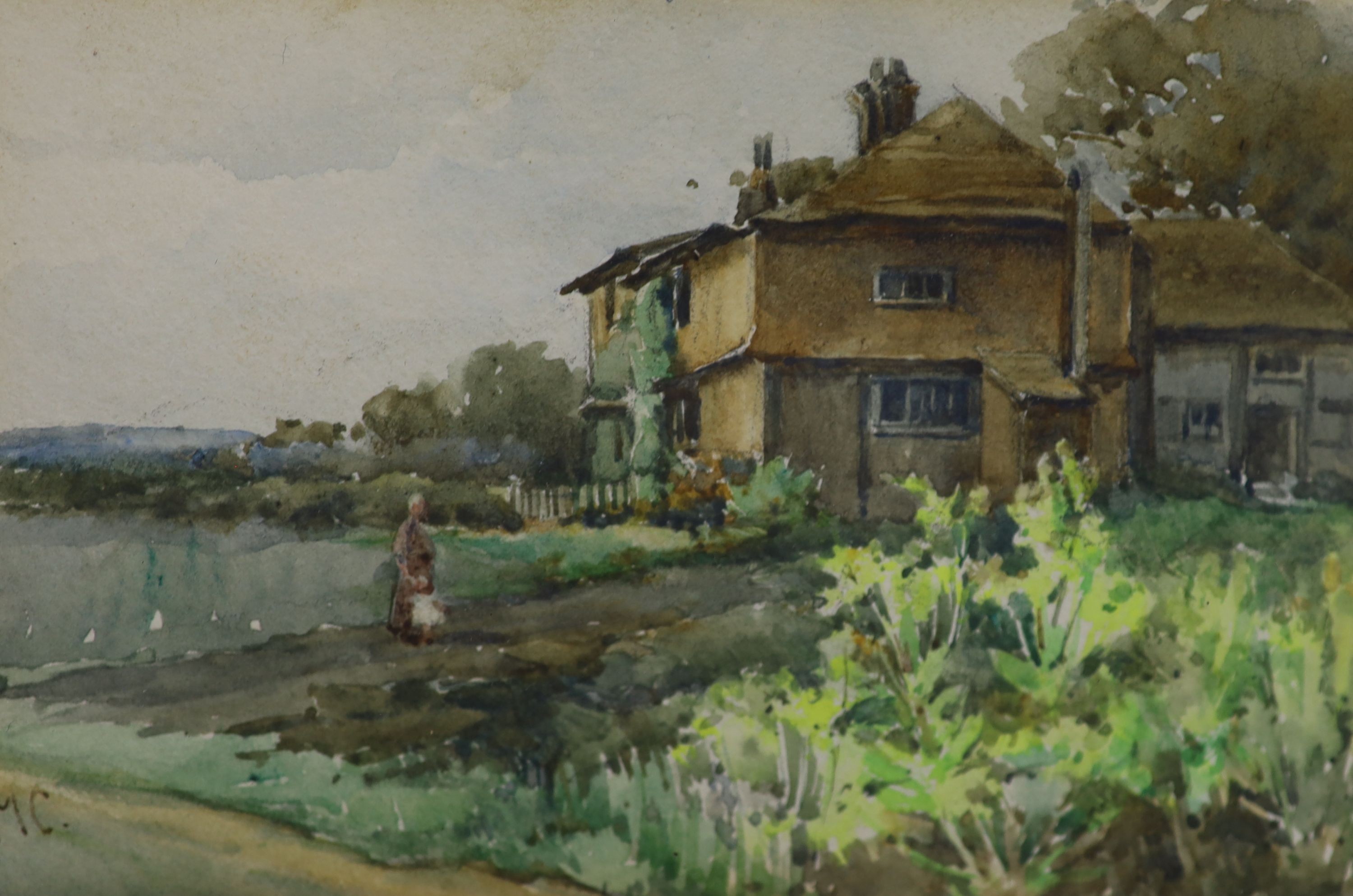 EME, pair of watercolours, Cottages at Hampstead and Rudgewick, Sussex, 8 x 13cm - Image 3 of 4