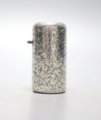 An early 19th century engraved sterling scent bottle, D&Co?, with engraved monogram, 69mm.