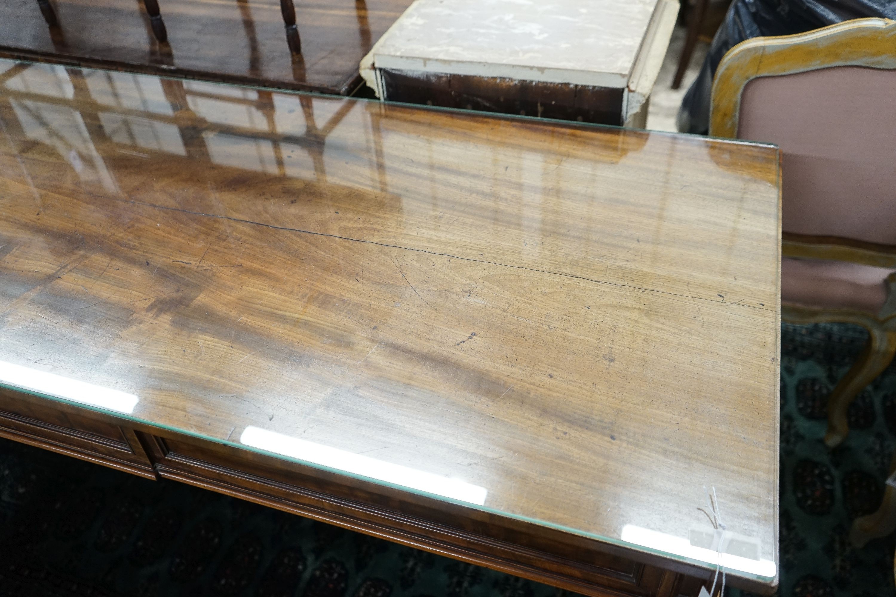 A George III style mahogany serving table, length 150cm, depth 62cm, height 80cm - Image 3 of 5