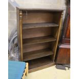 A reproduction Victorian style mahogany open fronted bookcase, length 82cm, depth 30cm, height