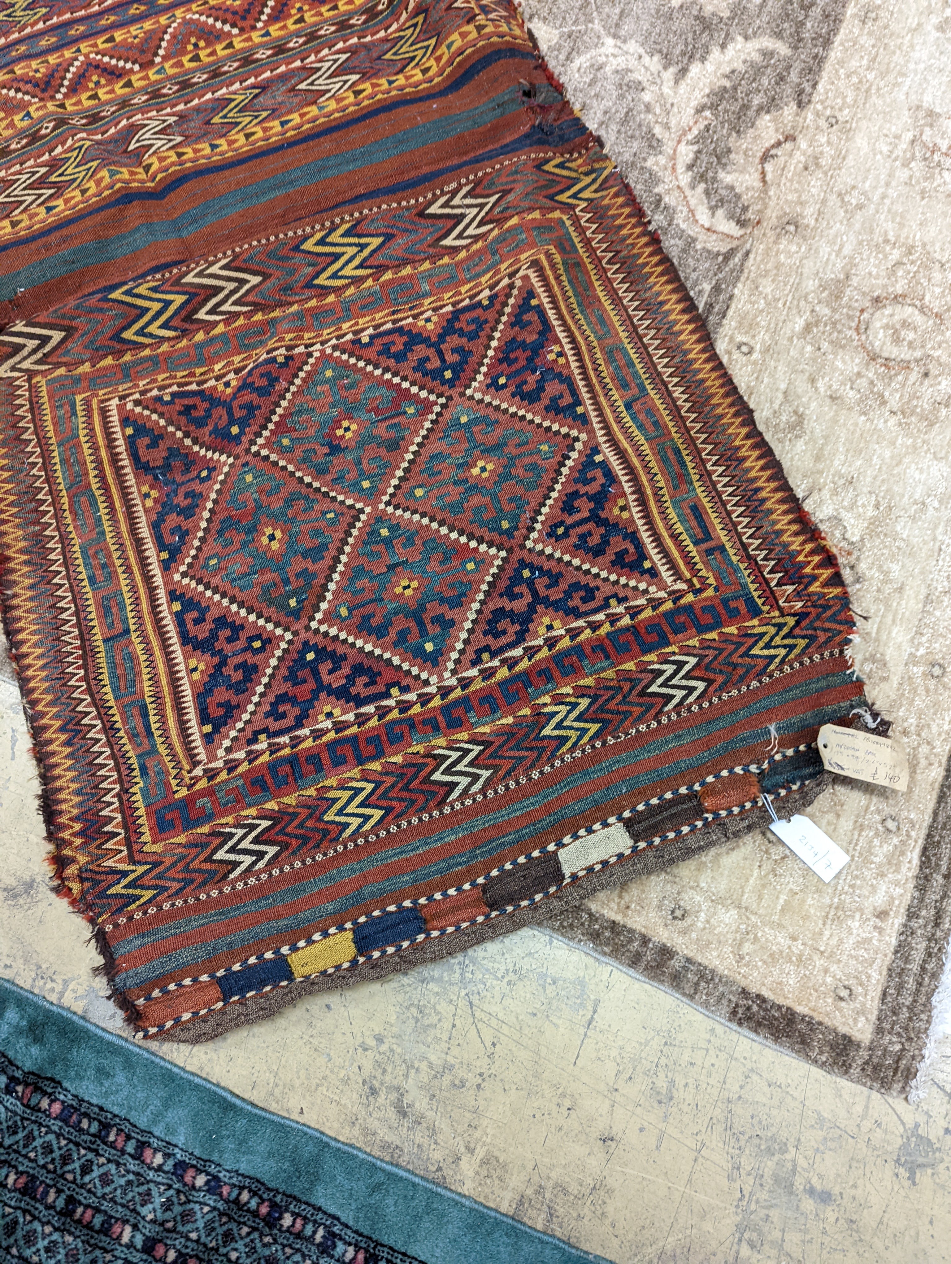 An Afghan Kelim bag/wall hanging, 280 x 78cm - Image 2 of 6