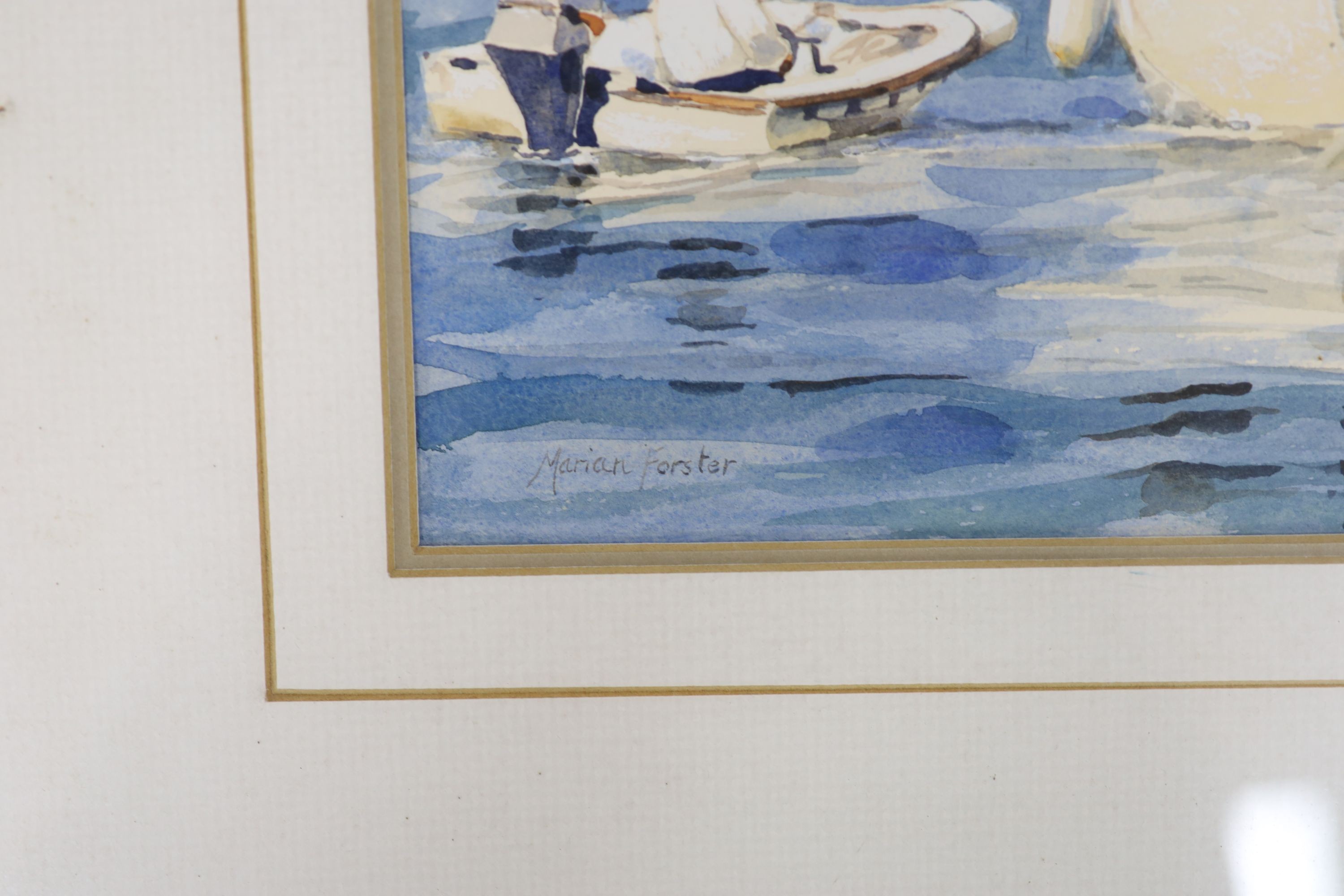 Marian Forster, watercolour, 'Arriving at Yarmouth, (Isle of Wight)', signed, with The Mall - Image 3 of 4