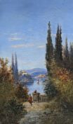 H. Waldeck c.1900, pair of oils on canvas, Lake Como and Lake Lucerne, signed, 51 x 30cm