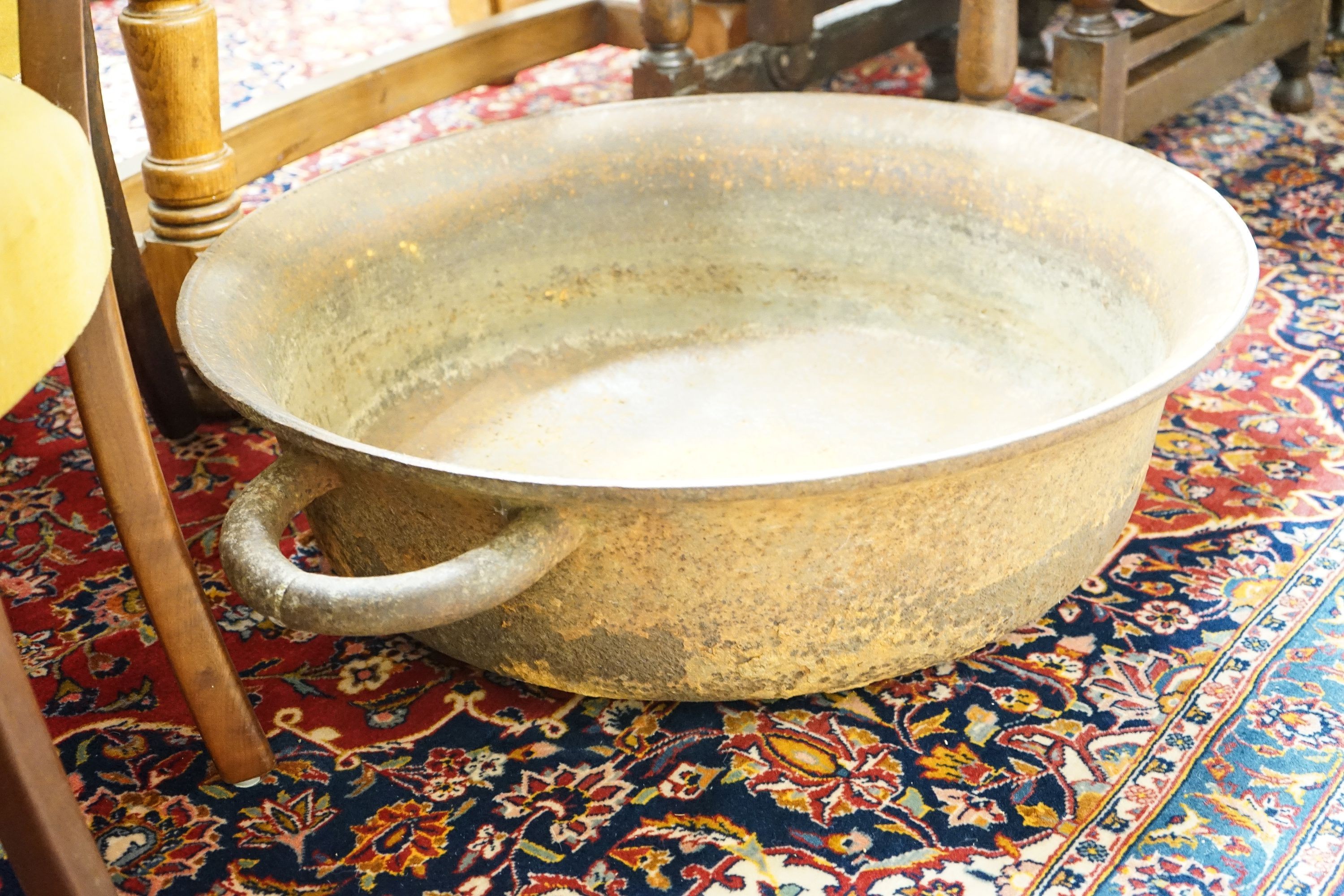 A large cast iron French circular preserve pan, diameter 82cm, height 26cm - Image 3 of 4