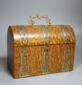 A Victorian Hungarian ash stationery box by Mechi, 114 Regent Street London, domed top with