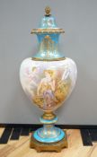 A large Sevres style vase and cover 70cm