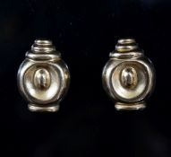 Attributed to Ilias Lalaounis, a pair of planished 750 yellow metal ear rings,22mm, gross 7 grams,