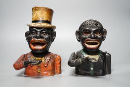 Two 19th century American painted cast iron money banks, tallest 21 cm