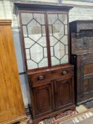 A George III mahogany secretaire bookcase, length 101cm, depth 50cm, height 203cm