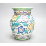 A Charlotte Rhead vase, painted with flowers in polychrome enamels, 20cm