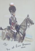 G.H.B., mixed media, The 10th Light Dragoons 1800, initialled and dated XVIII, 38 x 26cm