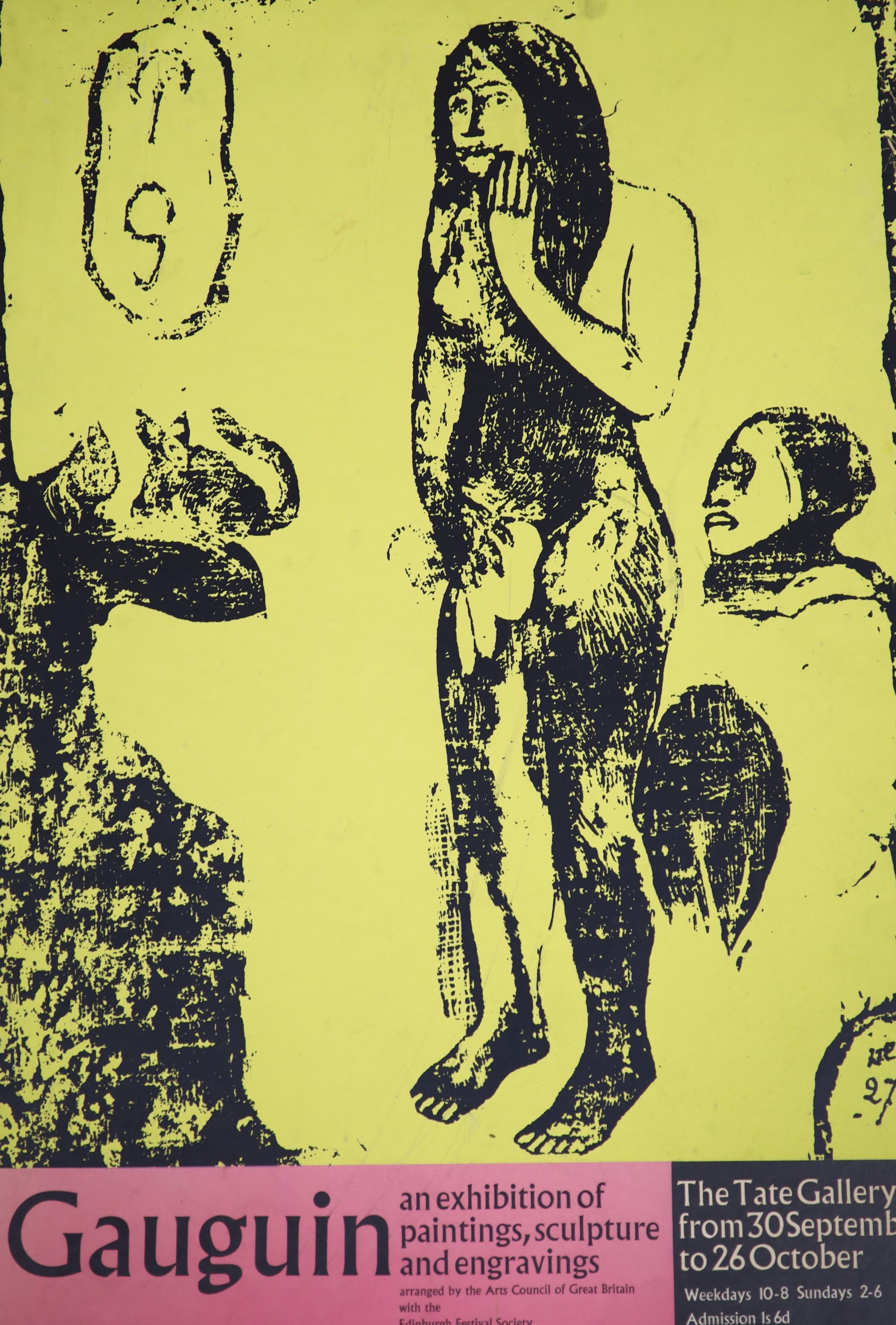 Three printed posters mounted on card for Exhibitions of Works by Gauguin, Odilon Redon and - Image 2 of 4