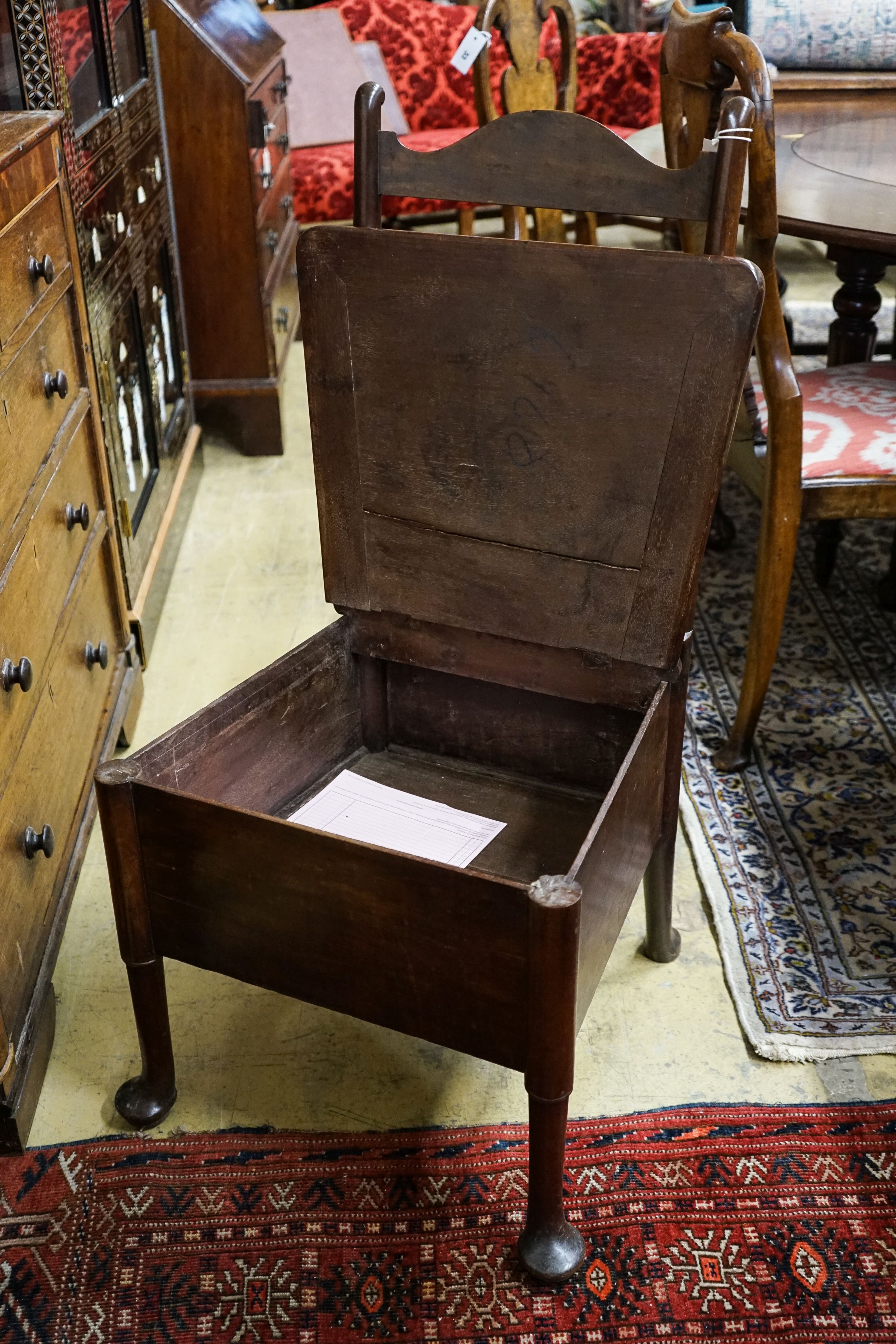 An 18th century mahogany ladderback box seat chair, width 48cm, depth 43cm, height 94cm - Image 3 of 3