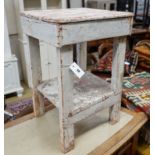 A 19th century French painted pine sculptor's stand, width 45cm, depth 41cm, height 68cm