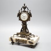 A French bronze and marble mantel clock, late 18th century, 30cm high, ex. 2nd Countess