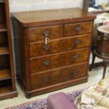 A late Victorian figured walnut chest, width 102cm, depth 48cm, height 104cm