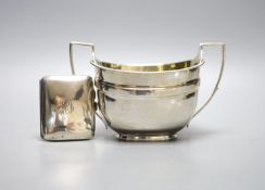 A George III silver two handled sugar bowl, John Emes, London, 1807, height 11.2cm, together with