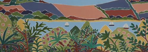Joanne Short (C20th.), gouache, Tropical foliage, Cornish Riviera, signed, 22 x 60cm