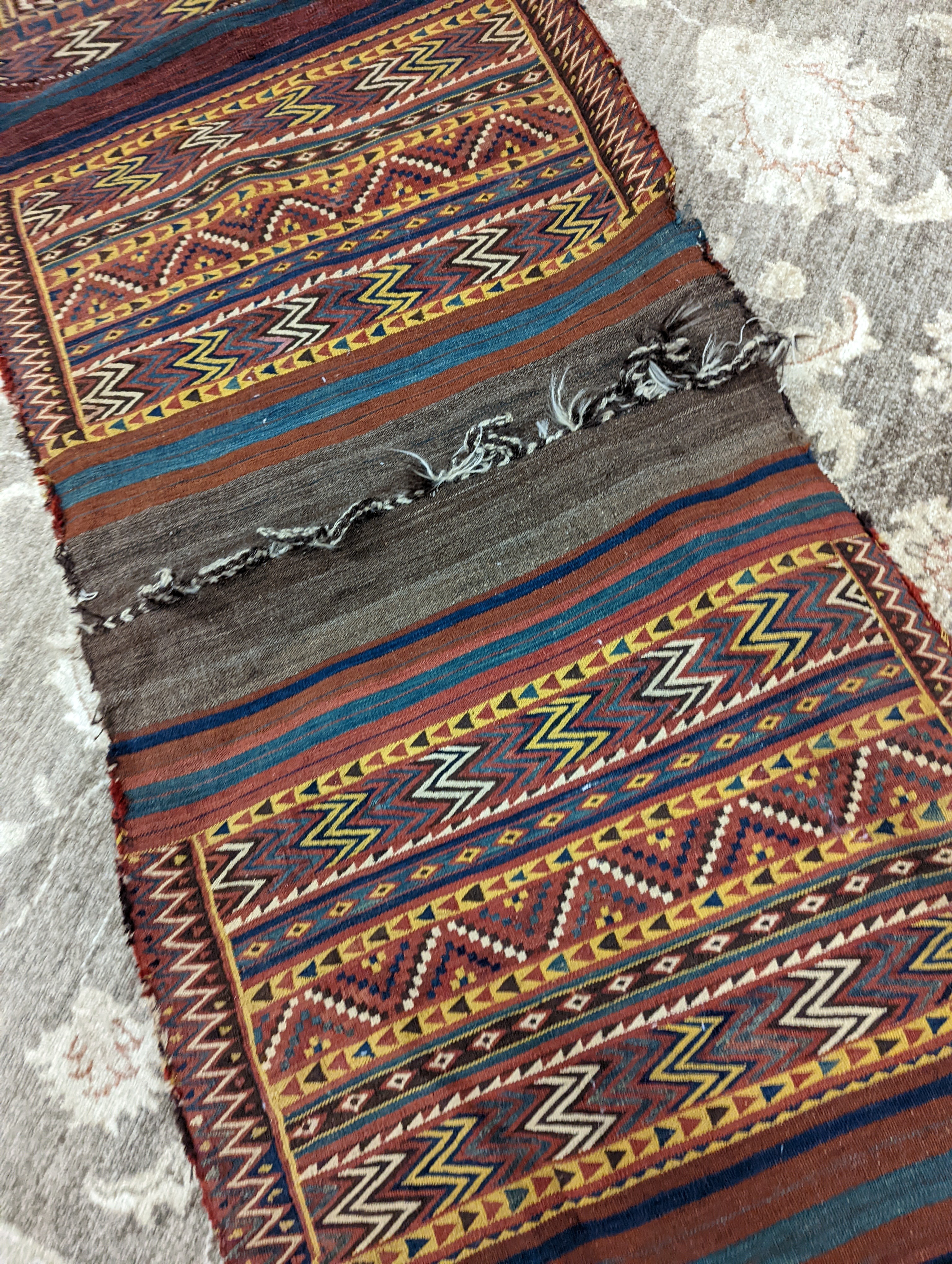 An Afghan Kelim bag/wall hanging, 280 x 78cm - Image 4 of 6