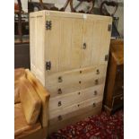 A 1930's bleached oak four drawer cabinet, width 90cm, depth 46cm, height 137cm