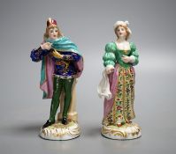 A pair of 19th century Samson Derby style porcelain figures and Romeo & Juliet, H15