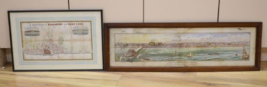 Two antique Brighton prints, steel engraving, 'New Plan of Brighton and Kemp Town', 27 x 48cm and