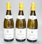 Three bottles of Olivier Leflaive Meursault, 2011, 75cl.