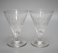 A set of ten facet cut conical wine glasses, 14cm