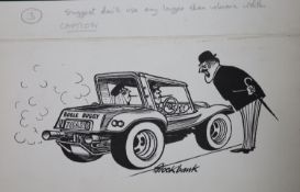 Russell Brockbank (1913-1979), original pen and ink cartoon, Bugle Buggy, signed, 14 x 20cm,