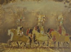 Nigel Lambourne (1919-), oil on board, 'The Cavalry', signed, 32 x 42cm