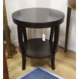 A pair of contemporary circular two tier occasional tables, diameter 60cm, height 65cm