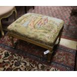 An 18th century style rectangular giltwood dressing stool with tapestry seat