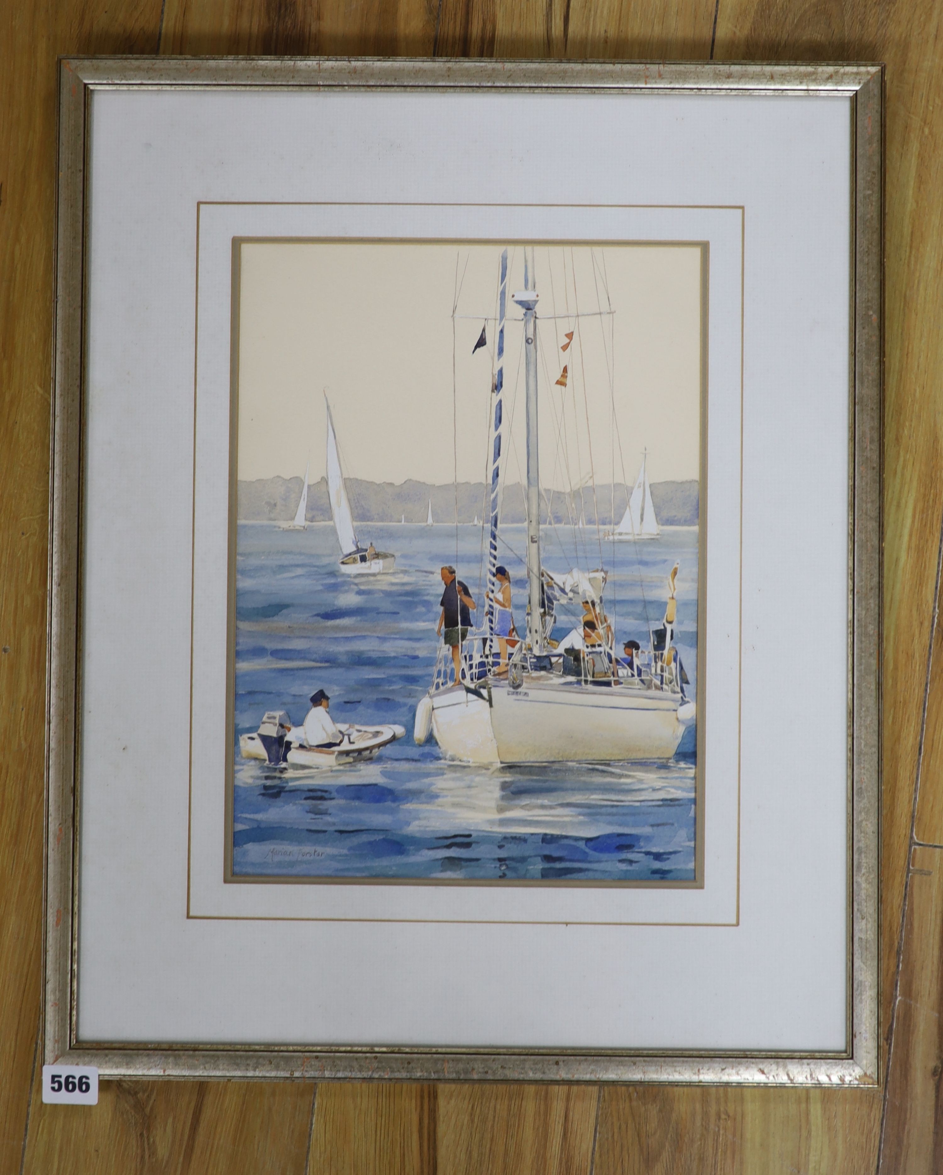 Marian Forster, watercolour, 'Arriving at Yarmouth, (Isle of Wight)', signed, with The Mall - Image 2 of 4