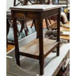 A Victorian Aesthetic movement oak two tier side table, width 62cm, depth 40cm, height 73cm