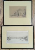 William Walcot (1874-1943), two etchings, London scenes, signed in pencil, 15 x 30cm and 15 x 23cm