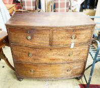 A Regency mahogany bow front four drawer chest, width 100cm, depth 53cm, height 92cm