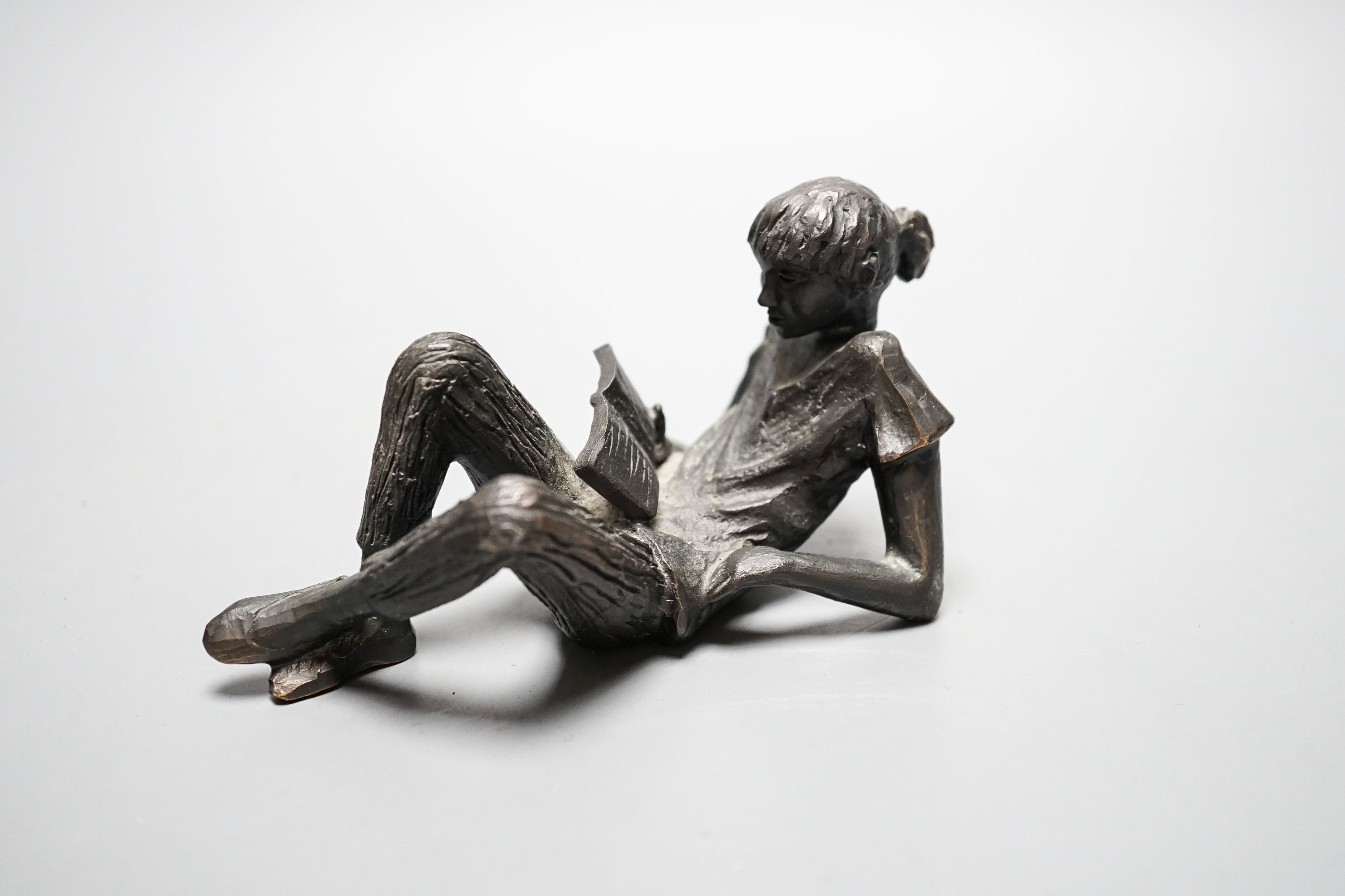 Gerda Rubinstein, (b. 1931). A bronze reclining girl, width 13cm - Image 2 of 4