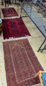 Three Bokhara rugs, largest 134 x 99cm