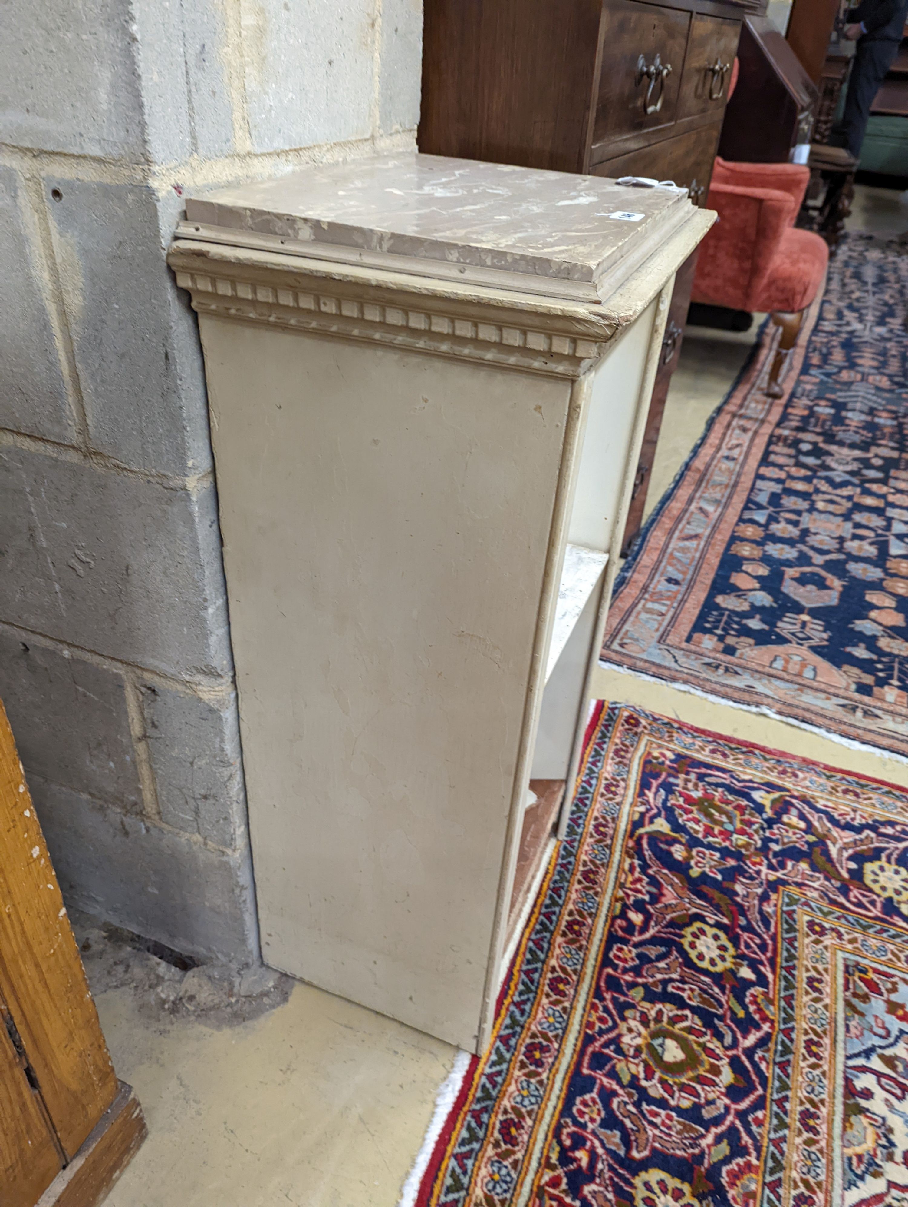 A faux marble topped painted two-tier cabinet, width 43cm, depth 32cm, height 88cm - Image 4 of 7