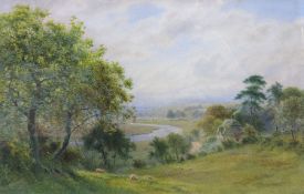 Roberto Angelo Kittermaster Marshall (b.1849), watercolour, Extensive summer landscape, signed, 33 x