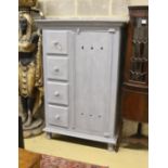 A painted pine child's wardrobe, width 101cm, depth 52cm, height 153cm