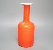 A red glass ‘Gulvvase’ by Otto Brauer for Holmegaard 30.5cm