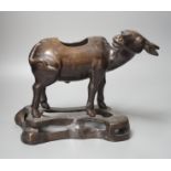 A Chinese bronze buffalo censer, Ming dynasty, - no cover 26cm