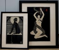 Edmund Lucchesi (1871-1964), two wood engravings, Snake Dancer and Sphynx, signed in pencil and