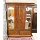 A late Victorian mahogany mirrored wardrobe, length 160cm, depth 54cm, height 210cm