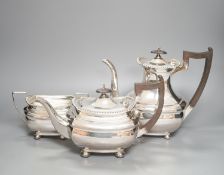 Assorted plated wares, including a four piece plated tea and coffee set