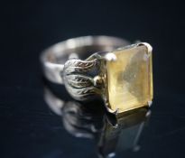 A 14k yellow metal and s=citrine set dress ring, size M, gross 4.9 grams.