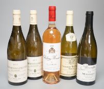 Five assorted white wines including Chateau Musar 2004, Puligny Montrachet, 2013(2), Chassagne
