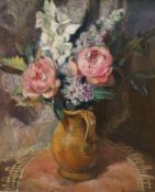 Eugène Mournaud (1903-1970), oil on canvas, still life of flowers in a jug, signed and dated 55,