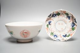 A Japanese Arita bowl, 17.7cm and a similar saucer dish, both Edo period